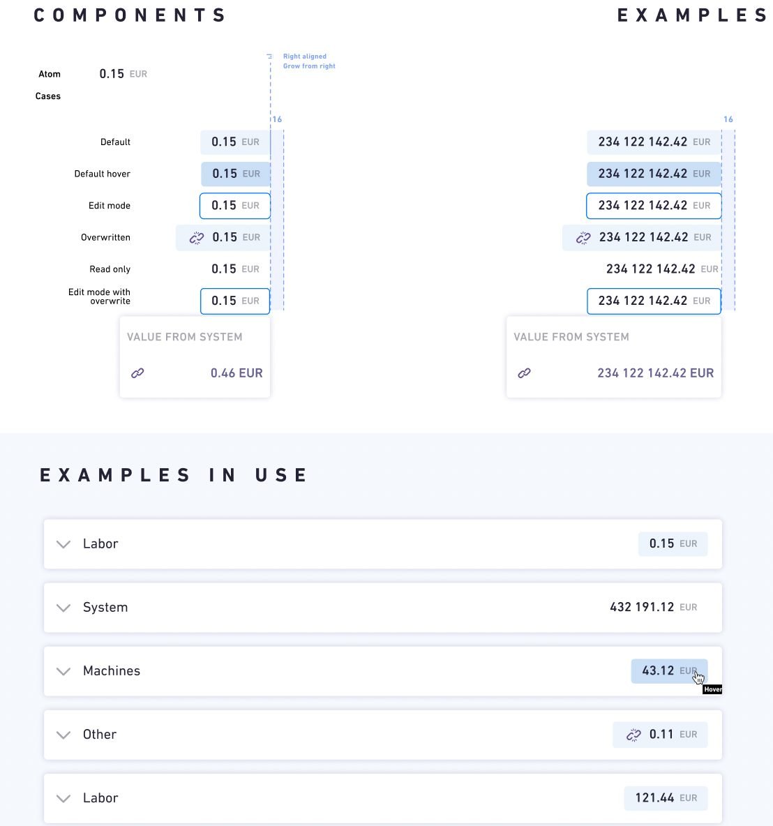 Poor readability; editable inputs indistinguishable from static text.